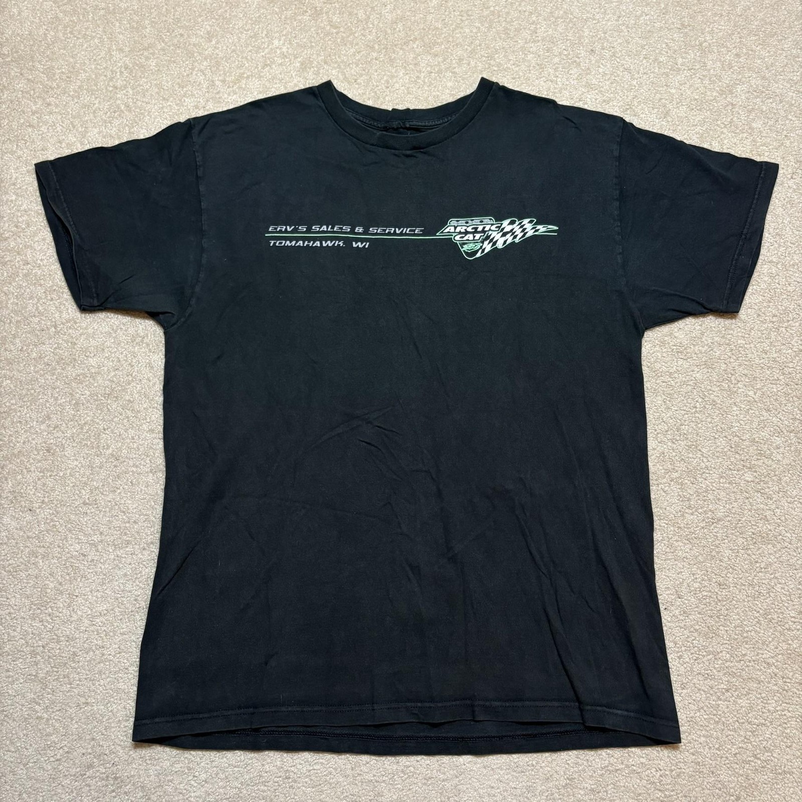 Vtg Arctic Cat Shirt Mens Large Black Snowmobile Racing Graphic Tee Tomahawk 90s gallery