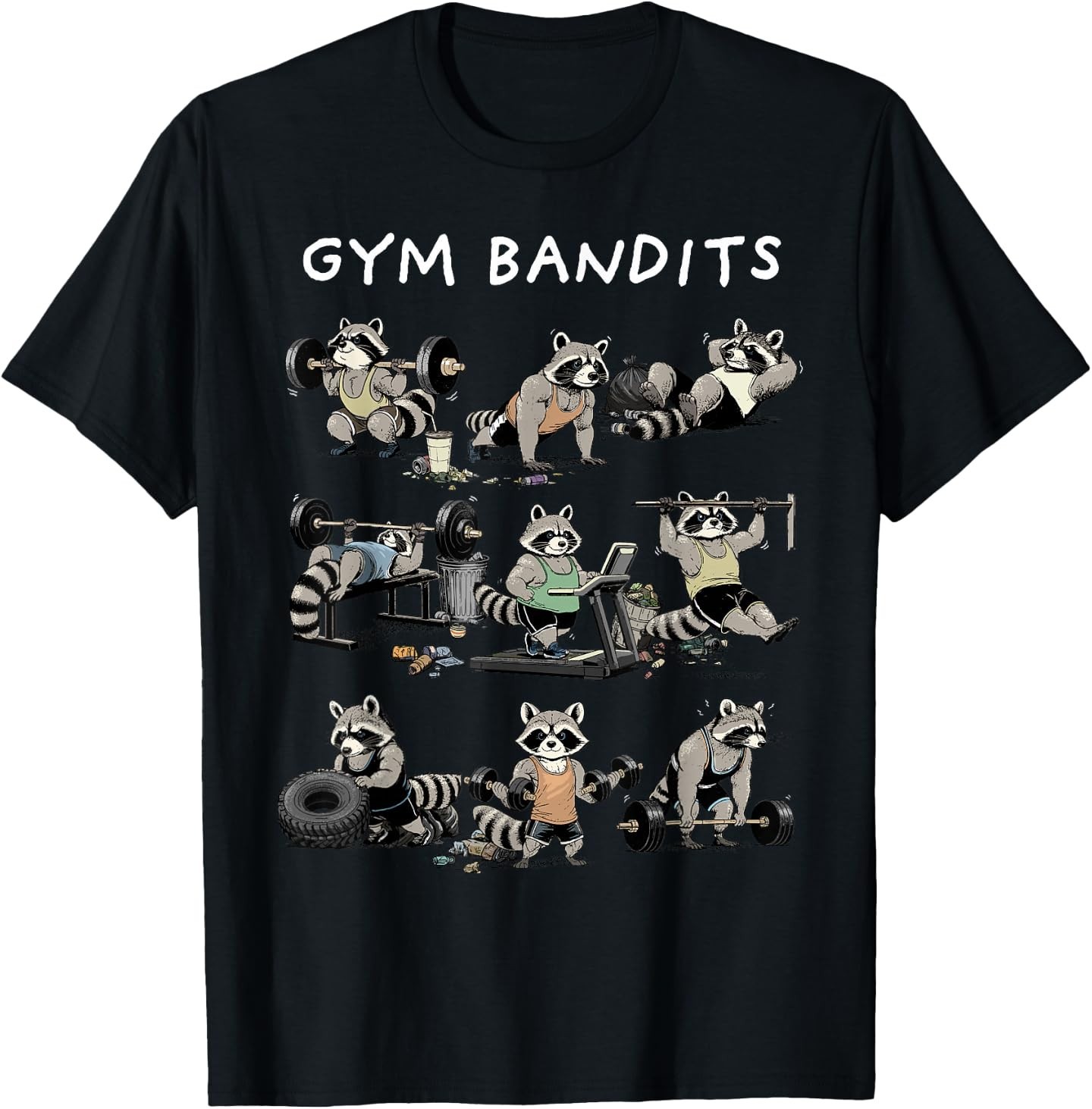 Raccoon Shirt Funny Fitness Gym Bandits Raccoon Workout T-Shirt gallery