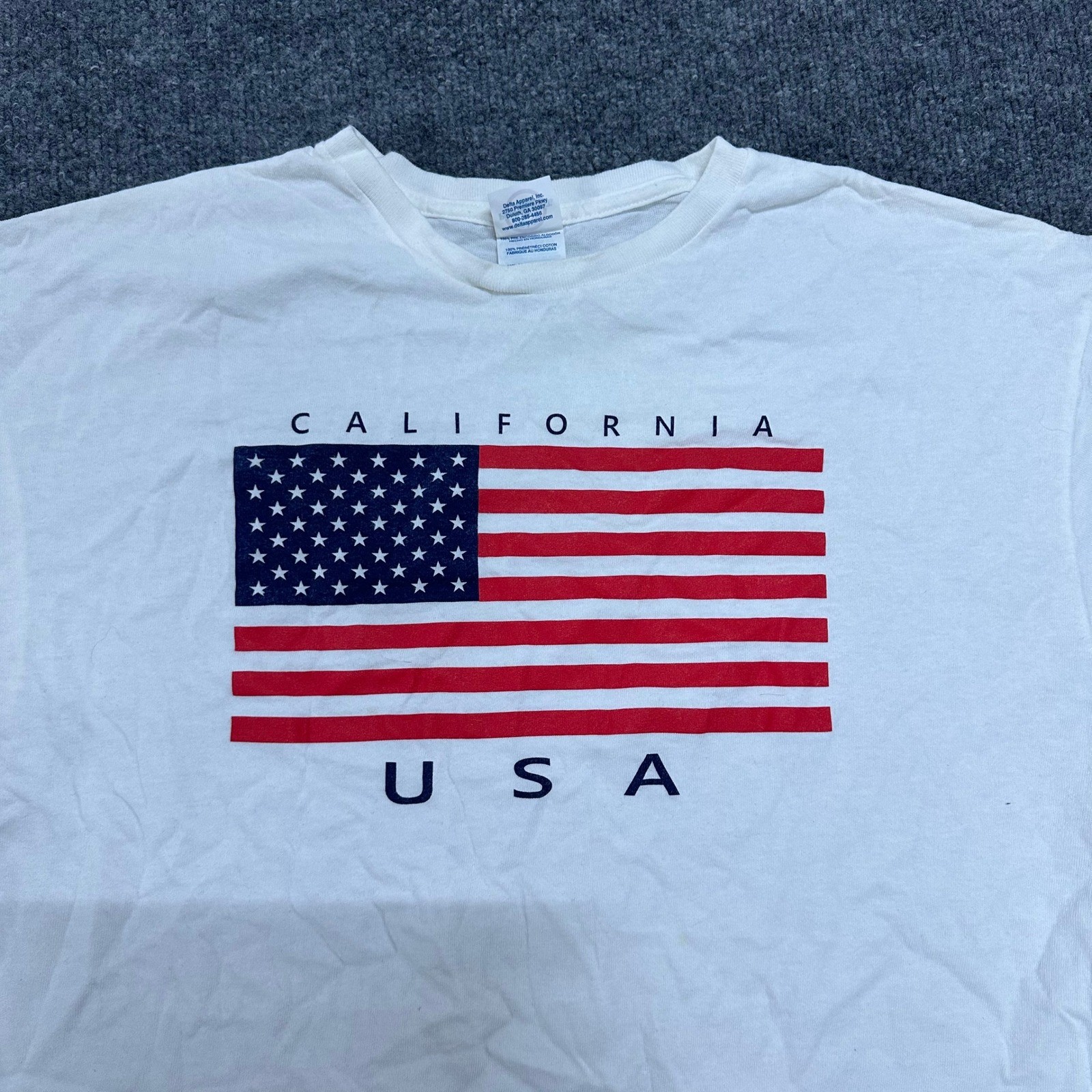 Delta Apparel T-shirt Mens Size XL White California USA American Flag Graphic gallery