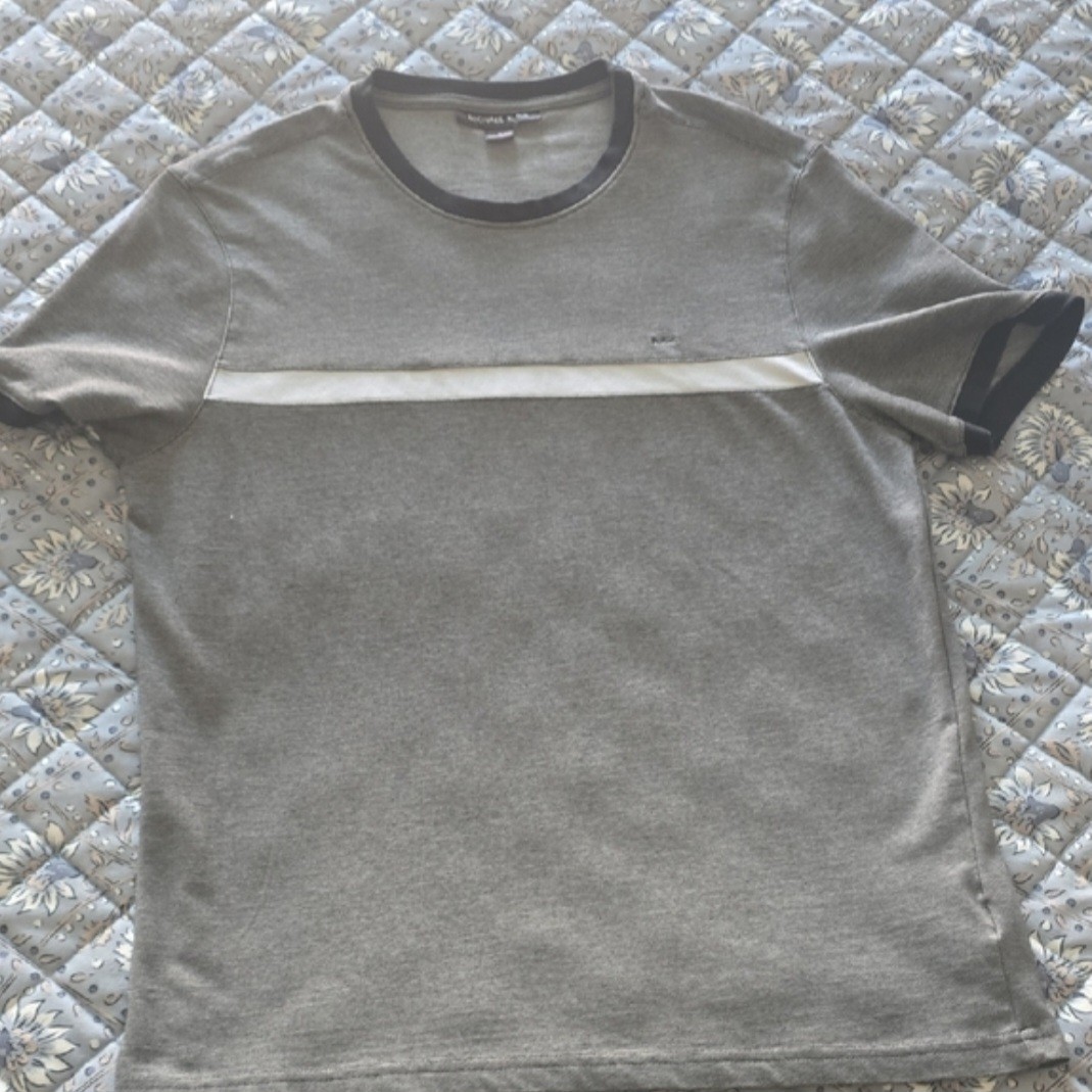 Michael Kors Men's Gray Contrasting Trim Crew Neck Short Sleeve T-Shirt Size M gallery