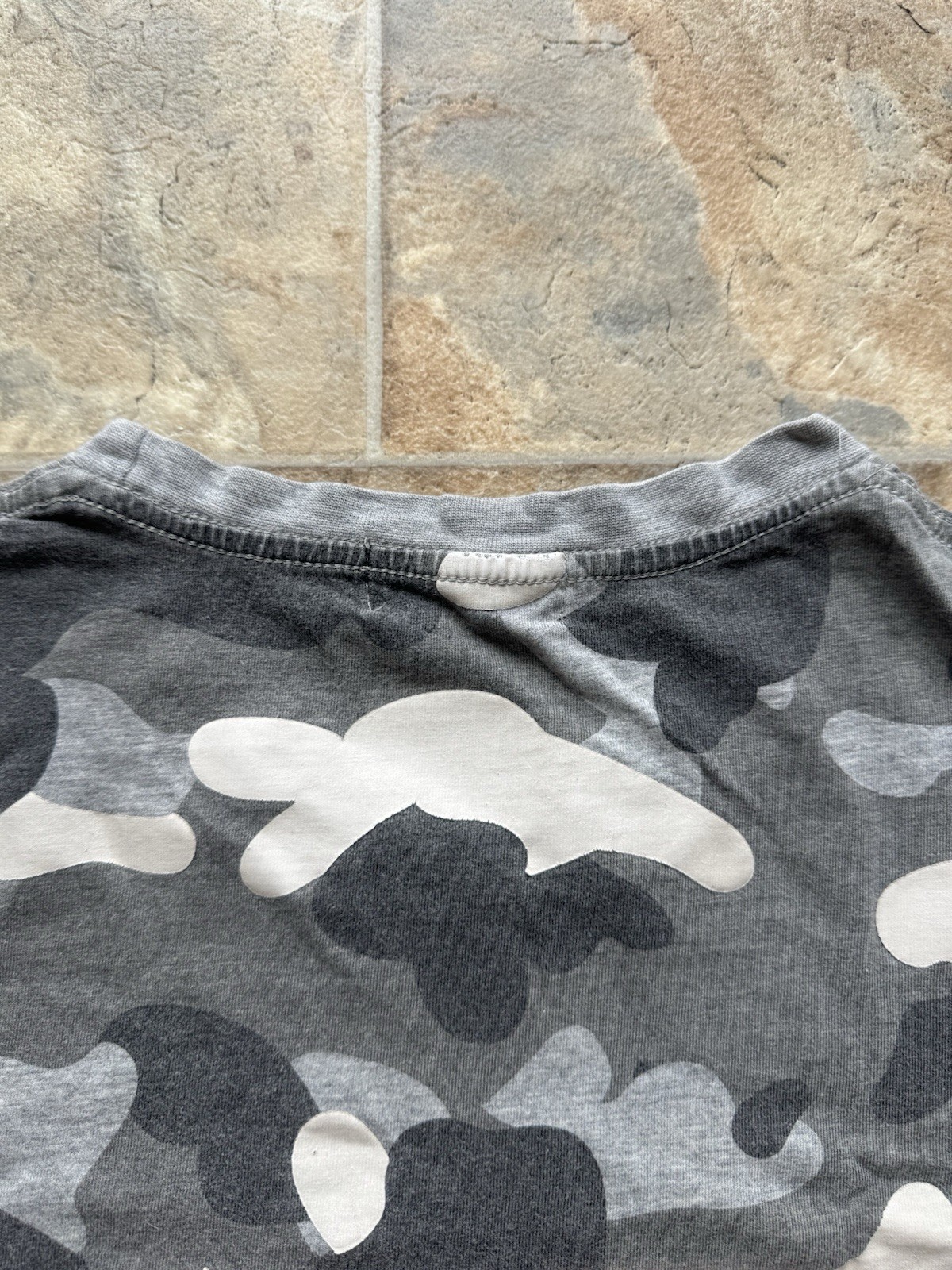 A Bathing Ape BAPE Men’s Gray Camo Shark Graphic T-shirt gallery