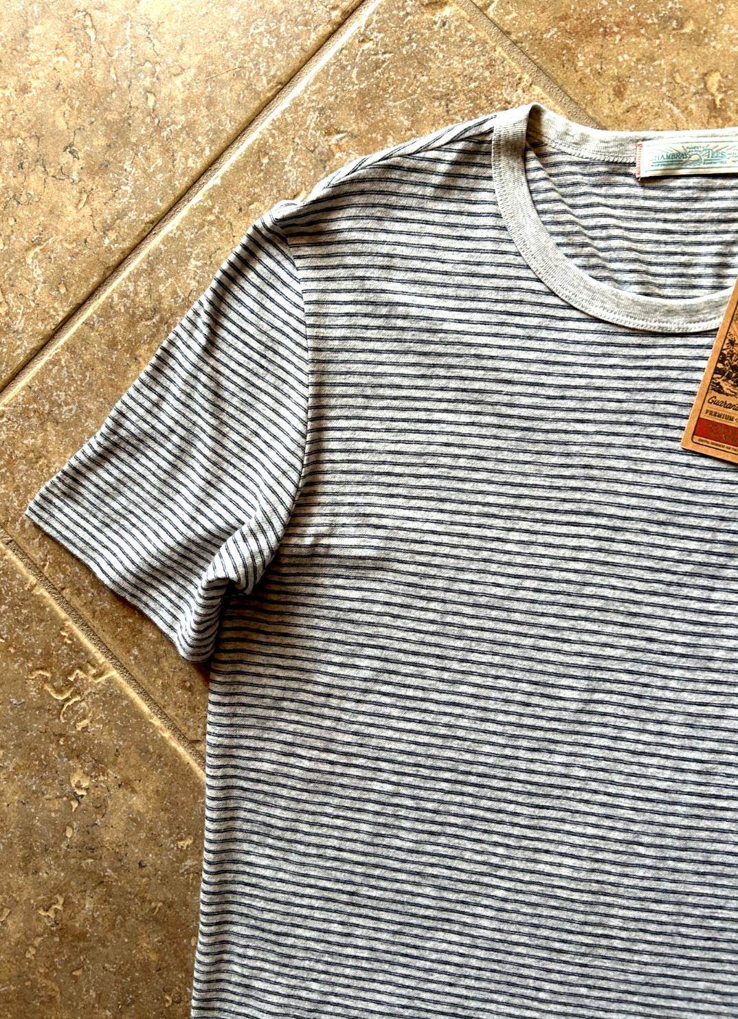 Faherty Vintage Chambray Tee T Shirt Men's XL Silver Sea Grey Striped $78 NWT gallery
