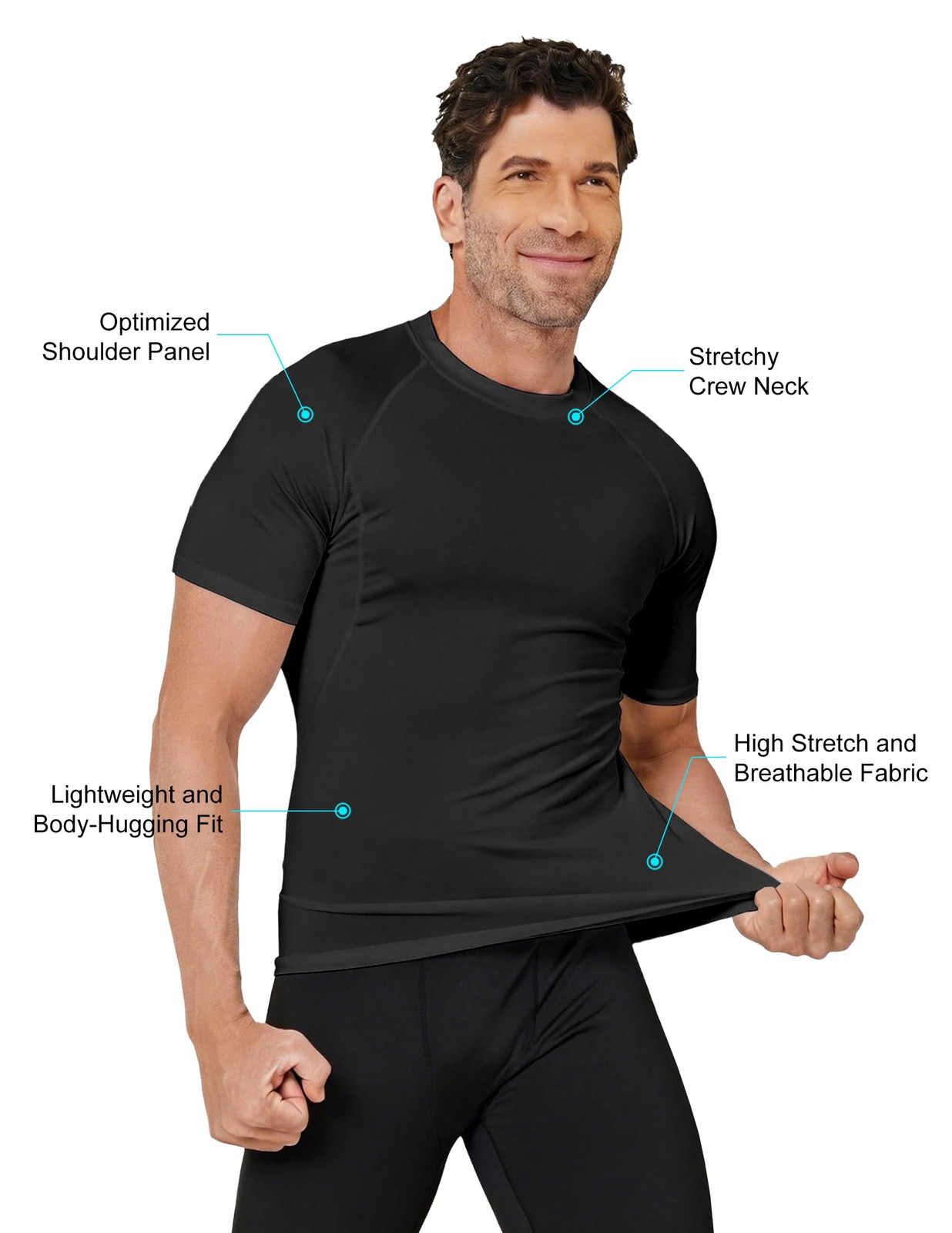 4 Pack Men's Compression Shirts Short Sleeve Cool Dry Workout TShirt Undershi... gallery