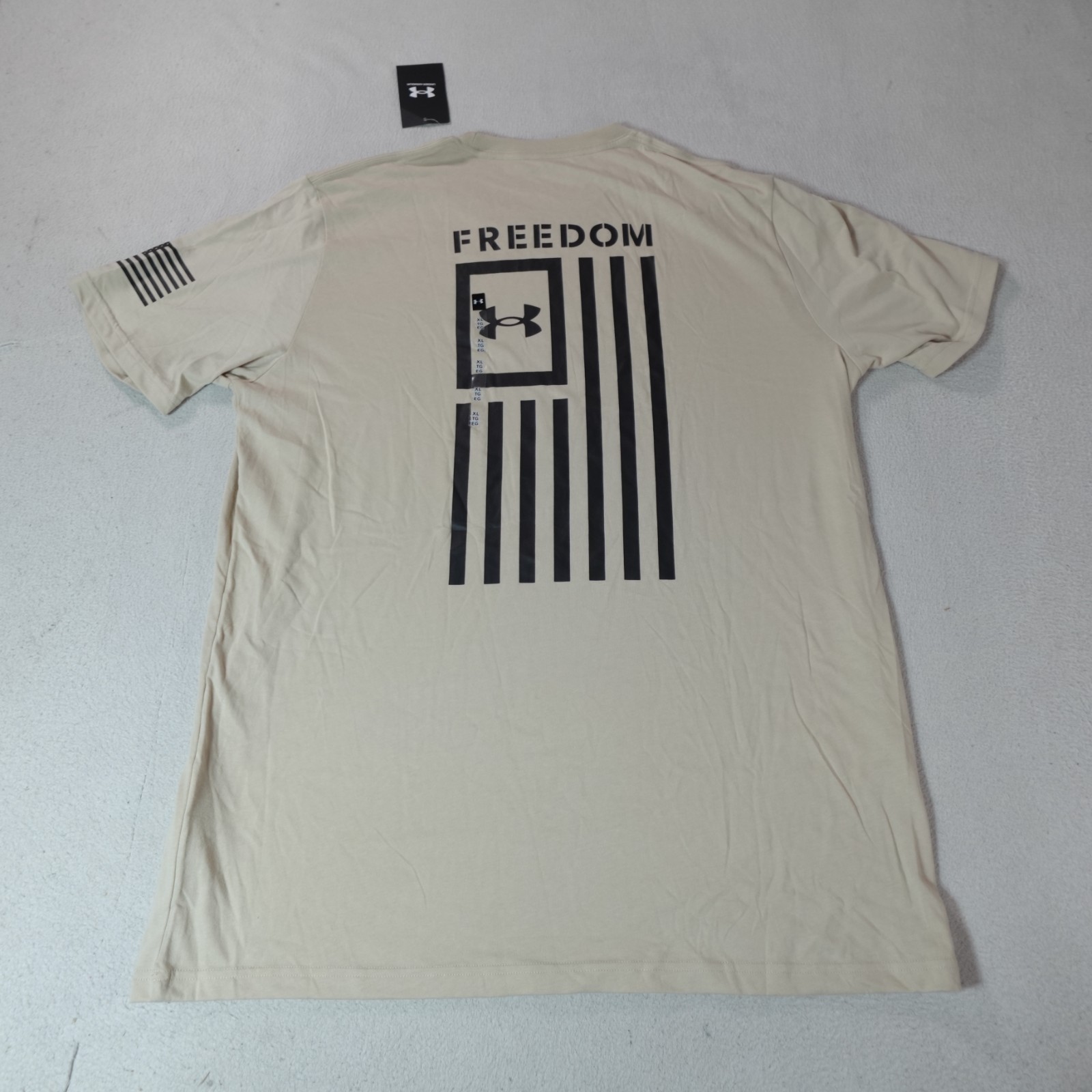 Under Armour Freedom Shirt Mens XL Loose Beige Flag Patriotic USA America T New gallery