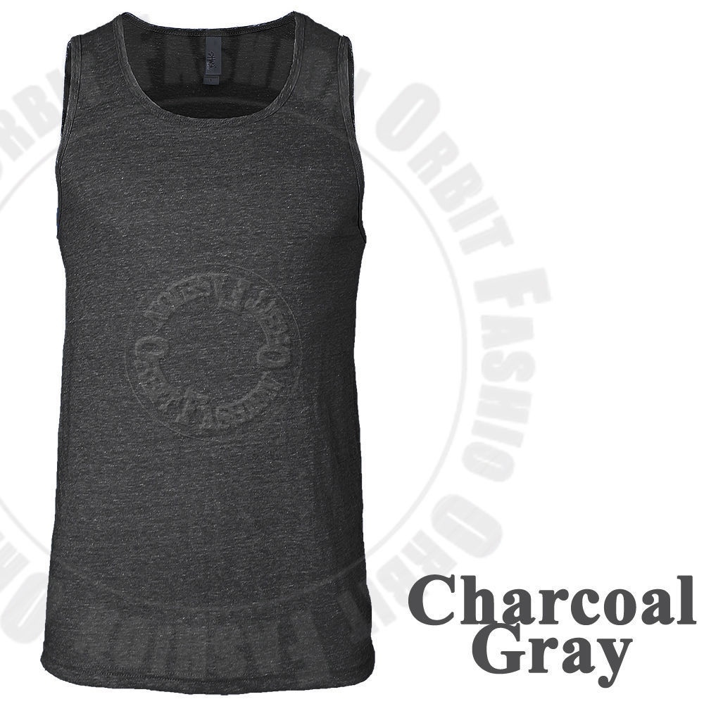 Tank Top T Shirts Muscle Sleeveless Plain Slim Fit Crew Neck Tri Blend Tee Men's gallery