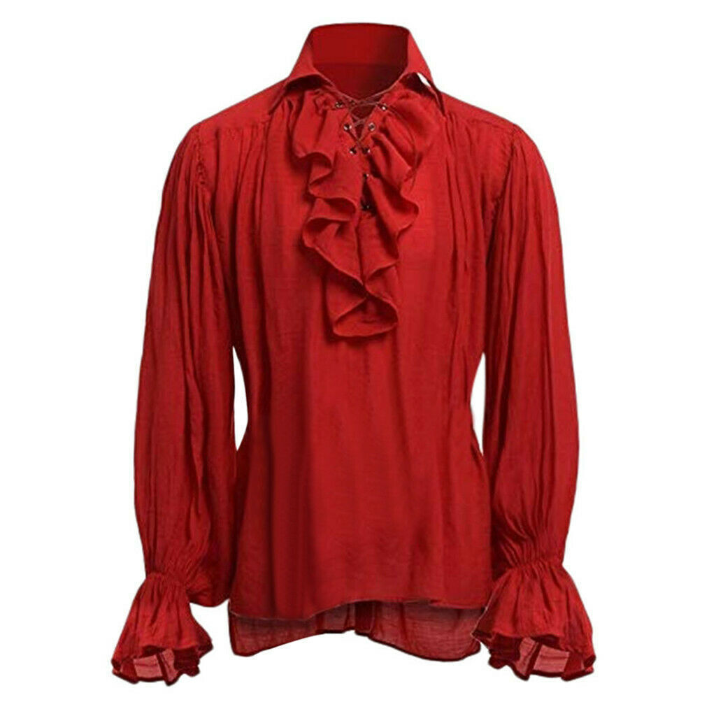 18th Century Men Medieval Renaissance Pirate Duke Long Sleeve Tops Blouse Shirt gallery