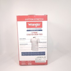 Wrangler Men 6 Pack Cotton Stretch Crew Neck Undershirts White Tee Shirts Size L