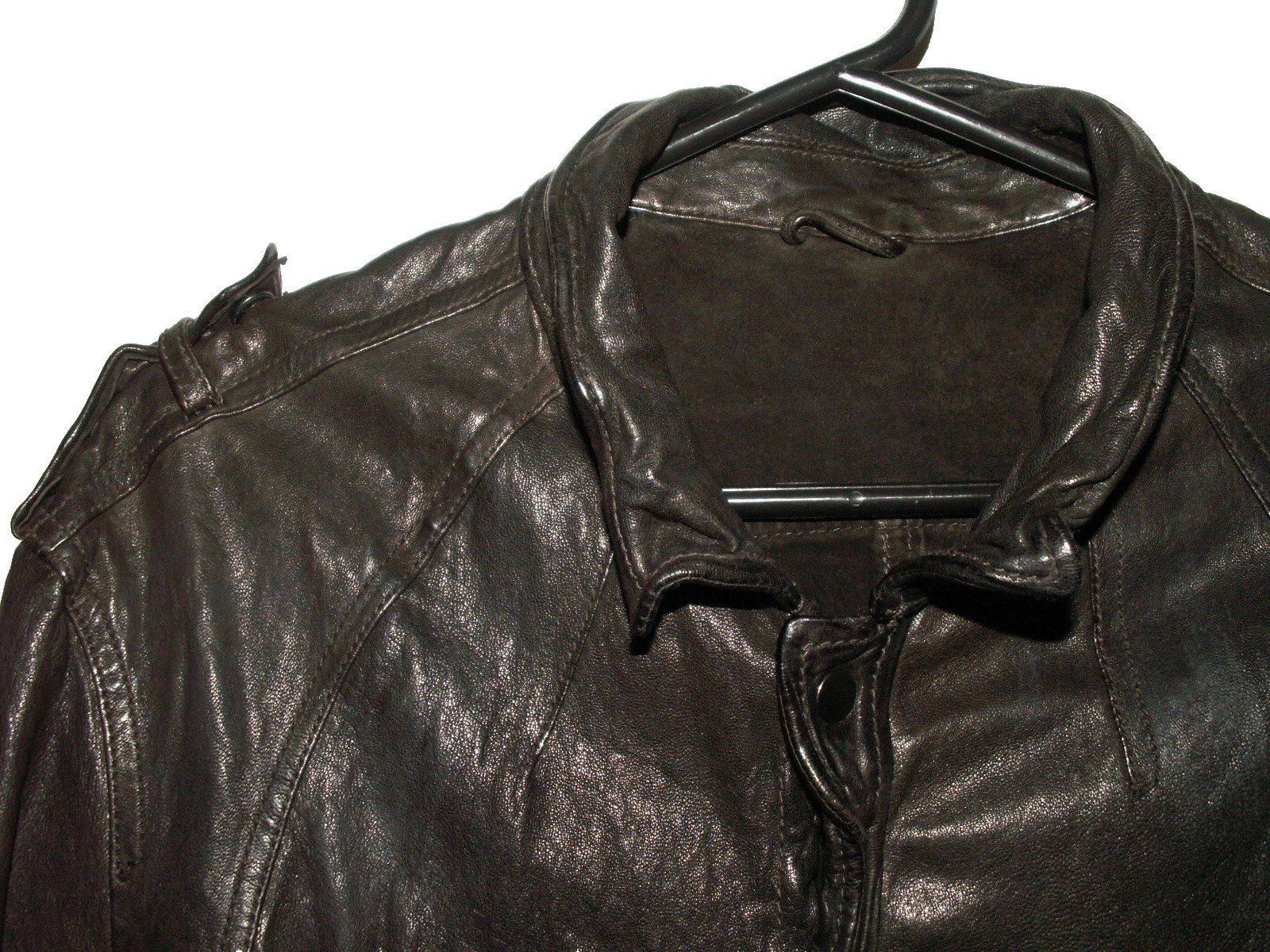 Men's All Saints MCKAY LEATHER SHIRT jacket overshirt XL (ref80) £199.99!!!!! gallery