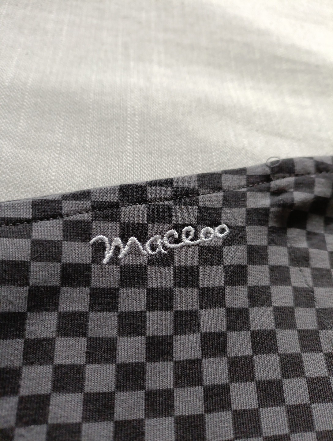 Maceoo Shirt Mens 3 Medium V-Neck Jacquard Square Grey Flip Cuff Roll-up Sleeve gallery