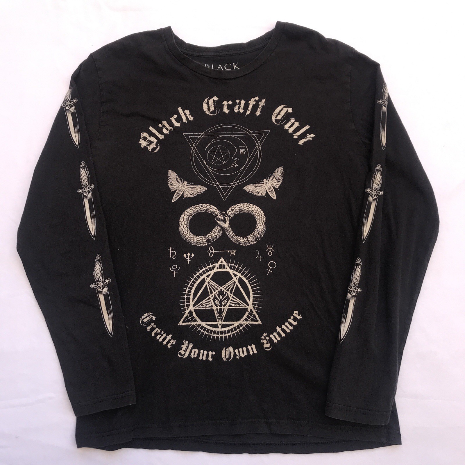 Black Craft Cult Create Your Own Future Black T Shirt Long Sleeve Size 38
