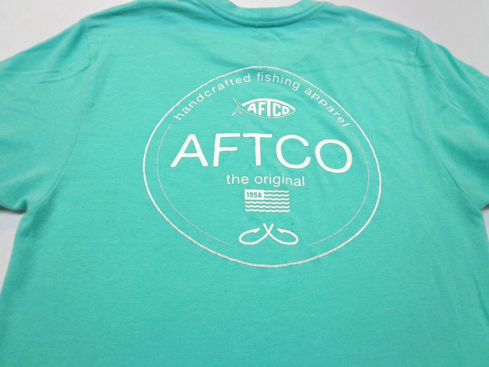 AFTCO Graphic Light Green T Shirt Size Small FLAWS gallery