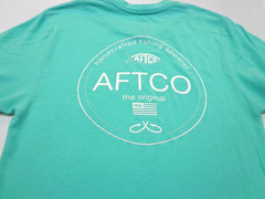 AFTCO Graphic Light Green T Shirt Size Small FLAWS