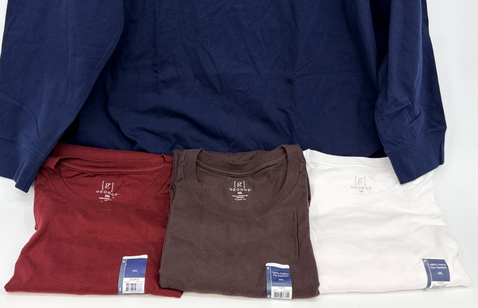 George Mens Long Sleeve Easy Care Crew Neck Causual T-shirts Cotton Lot of 4 3XL gallery