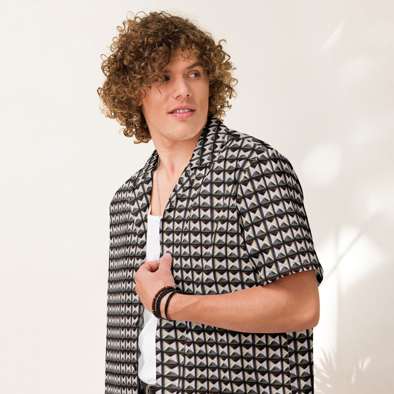 Studded Look - Black Lightweight Casual Button Up Dress Shirt gallery