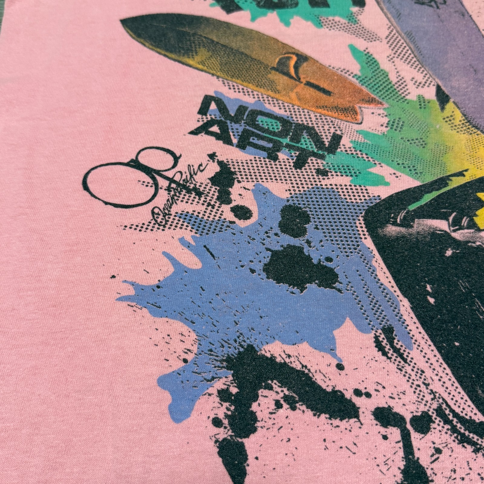 Vintage 80s OP Ocean Pacific Surf Board Toaster Pop! Art Pink T-Shirt Large USA gallery