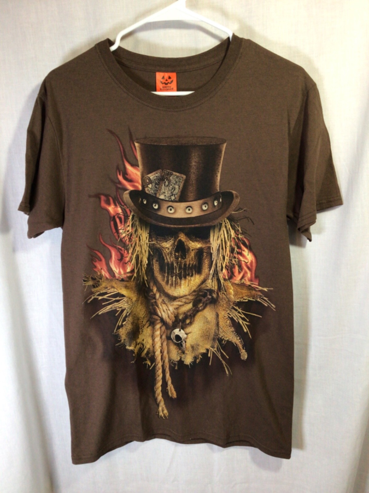 Halloween Skull Brown Small Cotton T Shirt T18 gallery