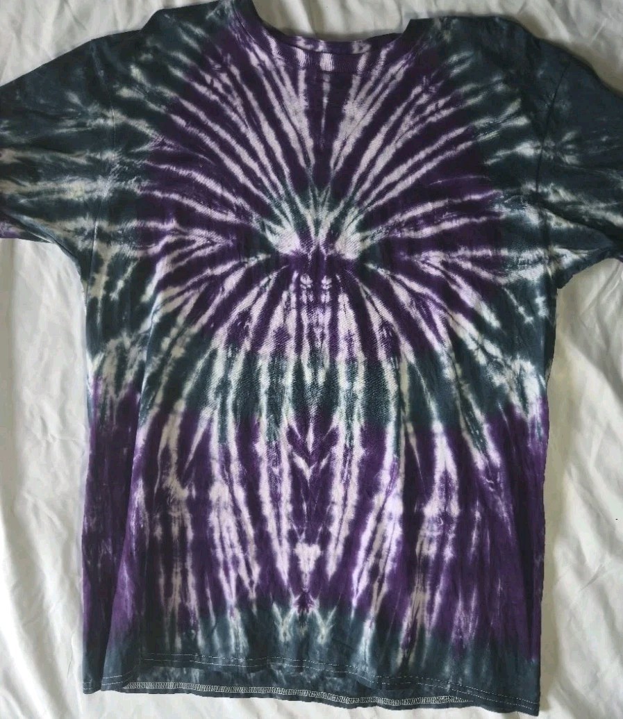 Gildan Unique Purple, Teal-Blue Tie Dye T-shirt Adult X-Large Free Shipping