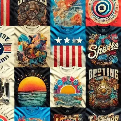 Lot of 5 Random Men's Graphic Tees T-Shirts LIQUIDATION Size L, XL, 2X gallery