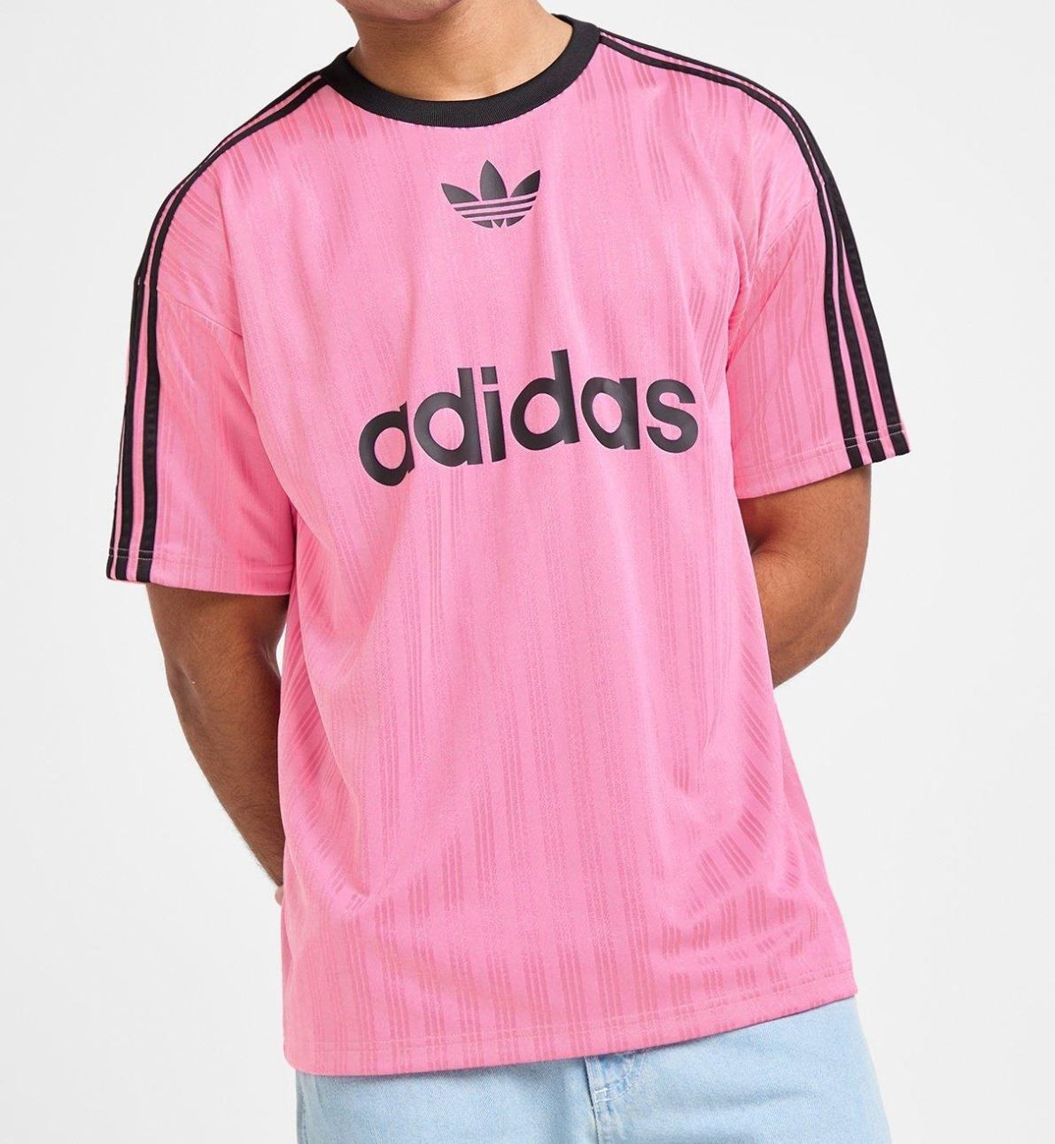 RARE! NEW MEN’S ADIDAS ORIGINALS TREFOIL POLY TEE SHIRT ~SIZE XL #JW37 PINK