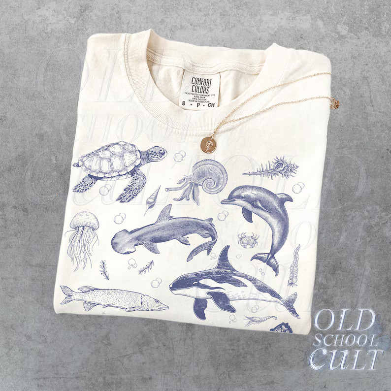 Sea Animals Vintage Style Ocean Comfort Tee gallery