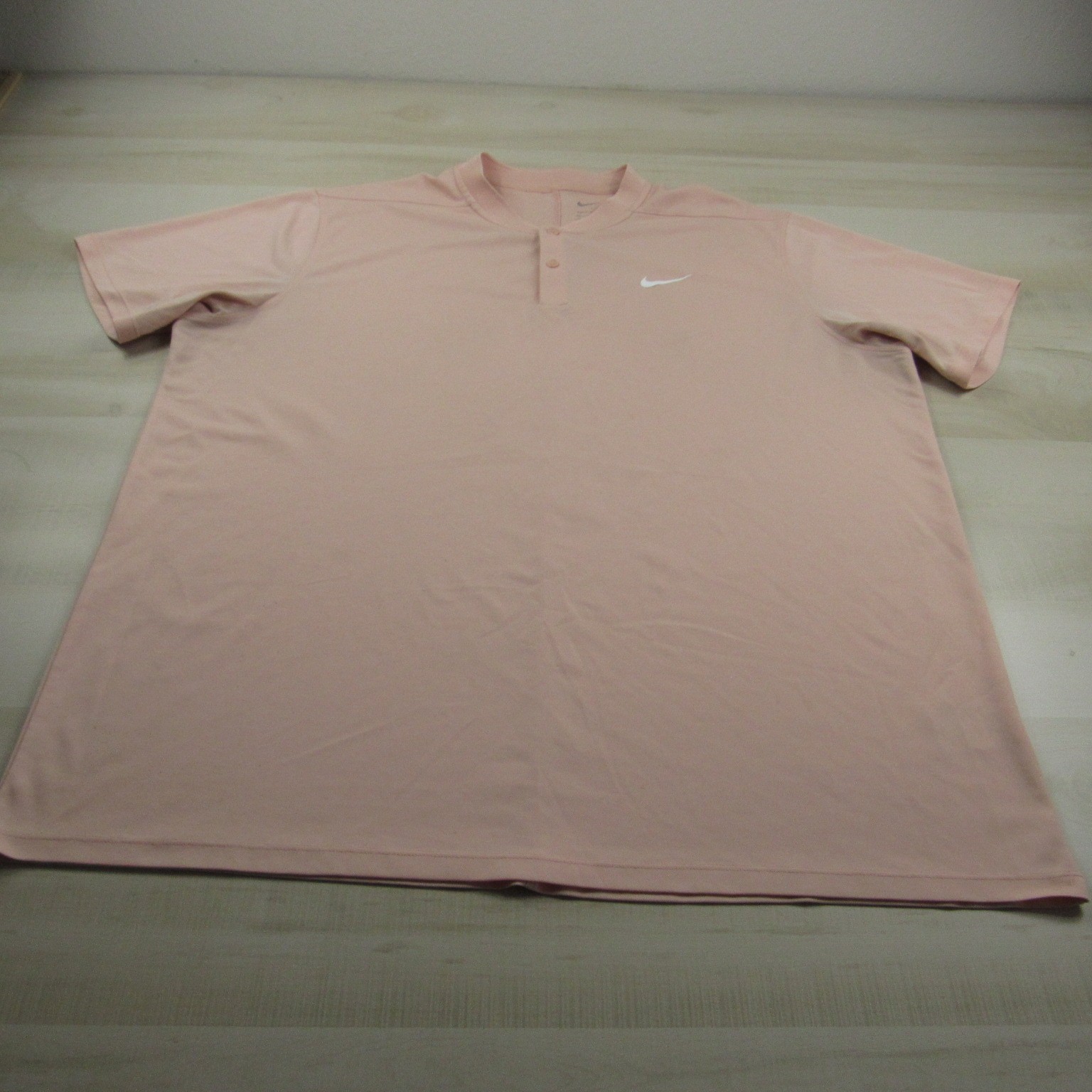 Nike Shirt Mens 2XL XXL Light Pink Henley Drifit Tennis Golf Breathable Outdoor