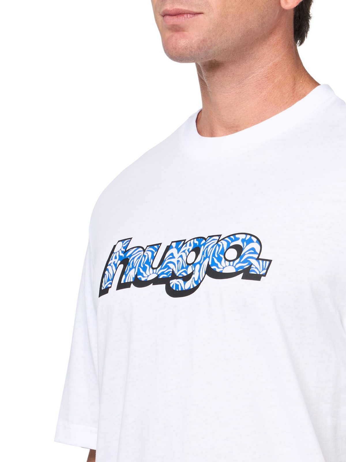 HUGO, Wavy Logo Cotton T-Shirt, White Cream, S gallery