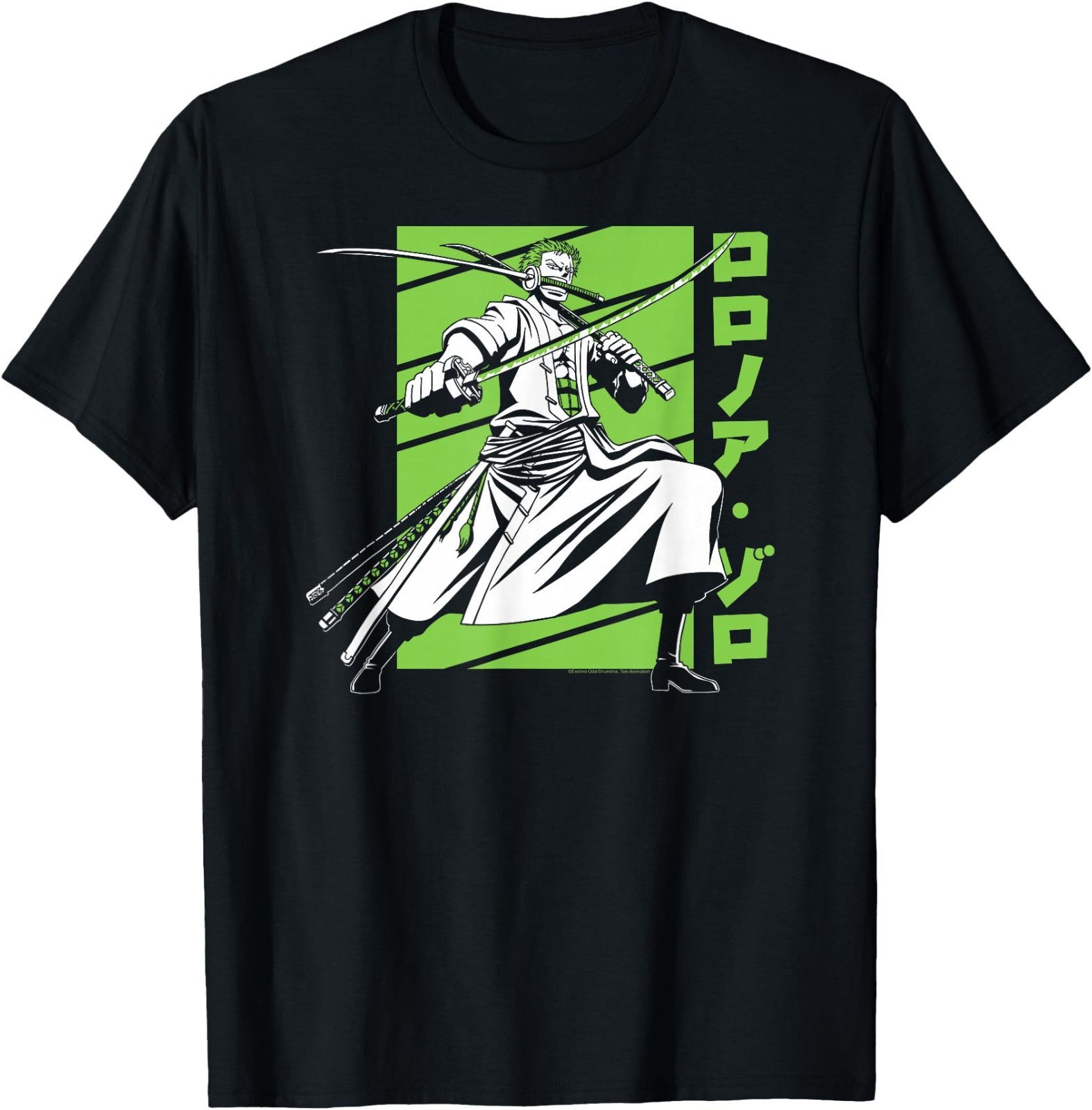 One Piece Anime White and Green Roronoa Zoro T-Shirt gallery