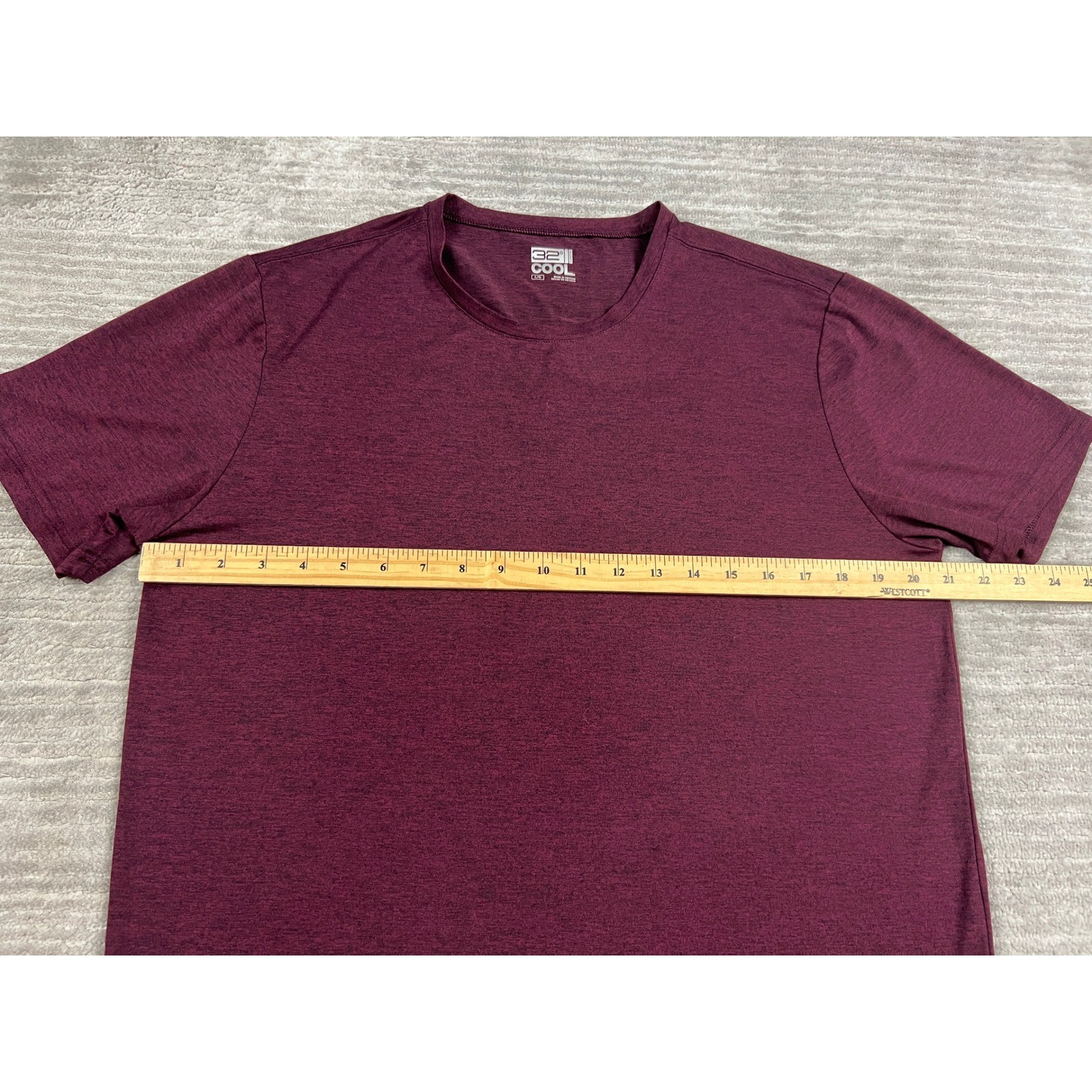 32 Degrees T-Shirt Mens Large Burgundy Cool Short Sleeve Heathered Stretch Crew gallery