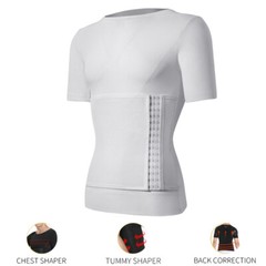 Men’ Slimming Body Shaper Compression Shapewear T-Shirt With Hook/Zipper Vest US