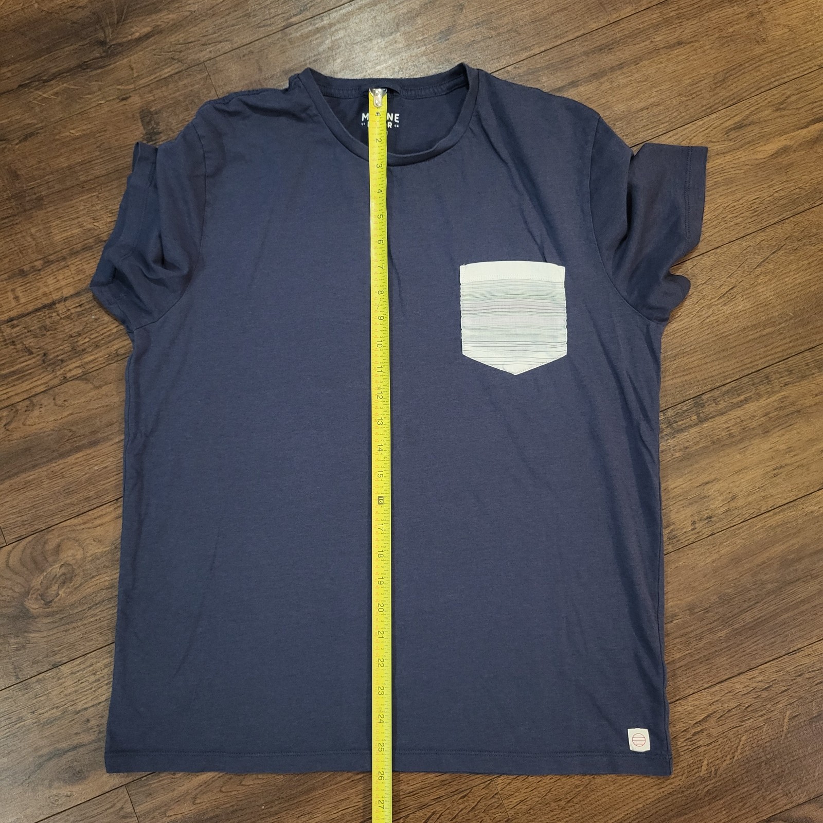 Marine Layer Signature Printed Pocket Tee Shirt Mens Marge M/L Indigo Navy Blue gallery