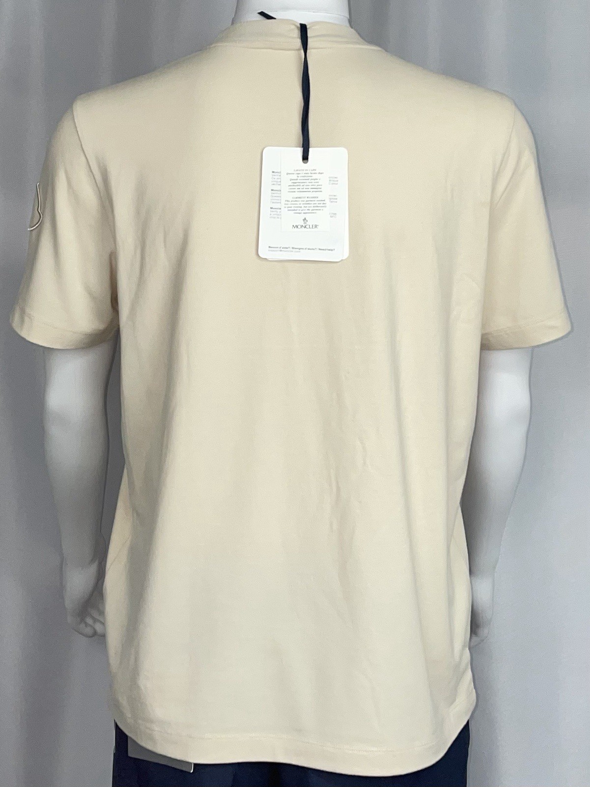 Moncler Small Men's Cream Short-Sleeve Shirt Embroidered Logo New NWT gallery