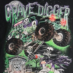 Gravedigger Skull Monster Truck 2015 Black T Shirt SEE MEASUREMENT