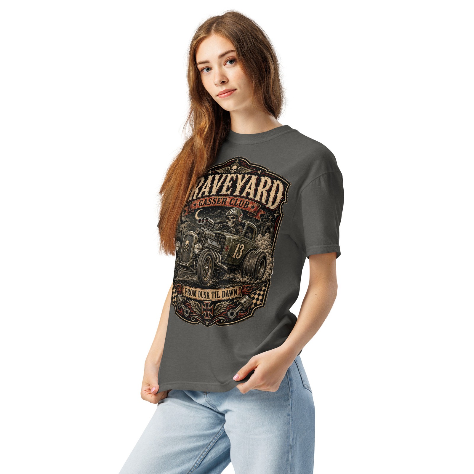 Graveyard Gasser Club 100% Cotton T-Shirt Hot Rod Racing Zombie Horror Tee S-4XL gallery