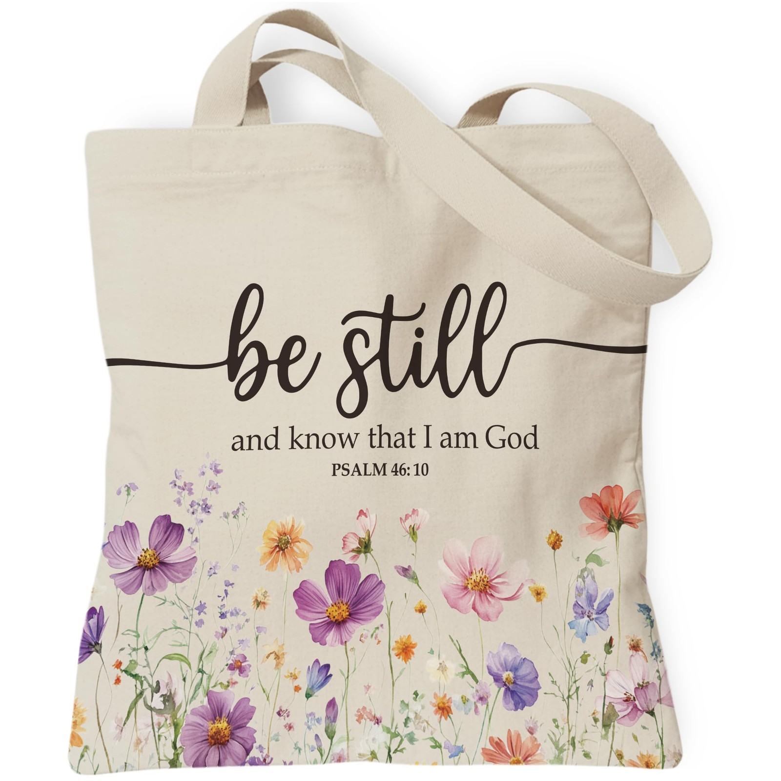 Christian Be Still and Know Tote Bag for Women, Bible Verse Gifts Canvas Bags