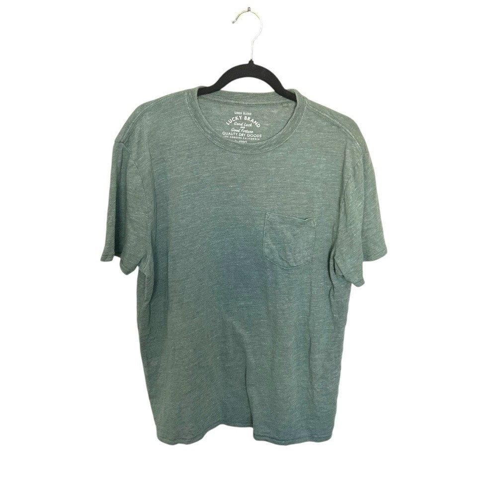 Lucky Brand Men’s Linen Blend Pocket Tee in Washed Green Size L gallery