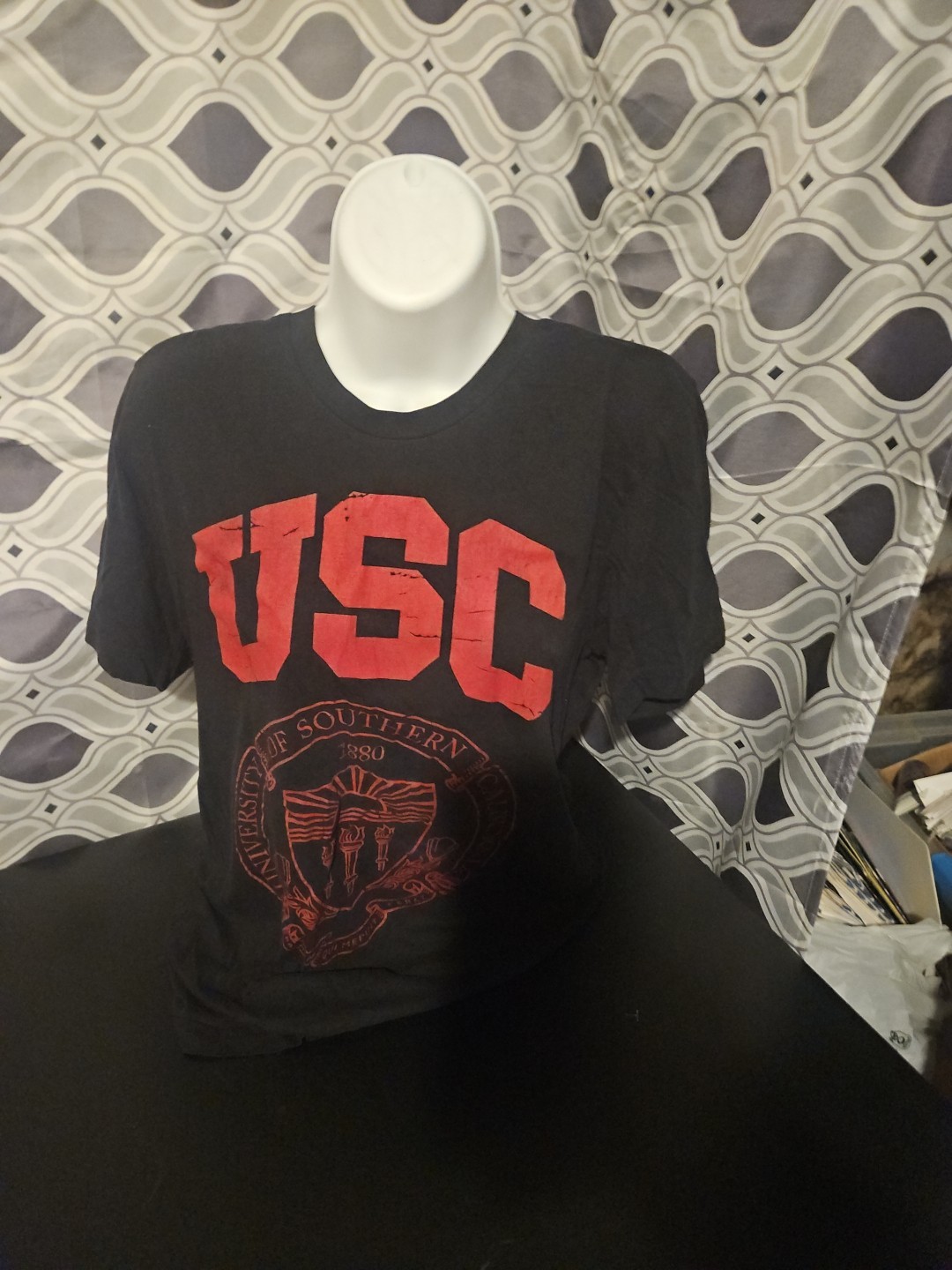 U.S.C. Black Tee W/Logo On Front In Red Size Medium see description please . gallery