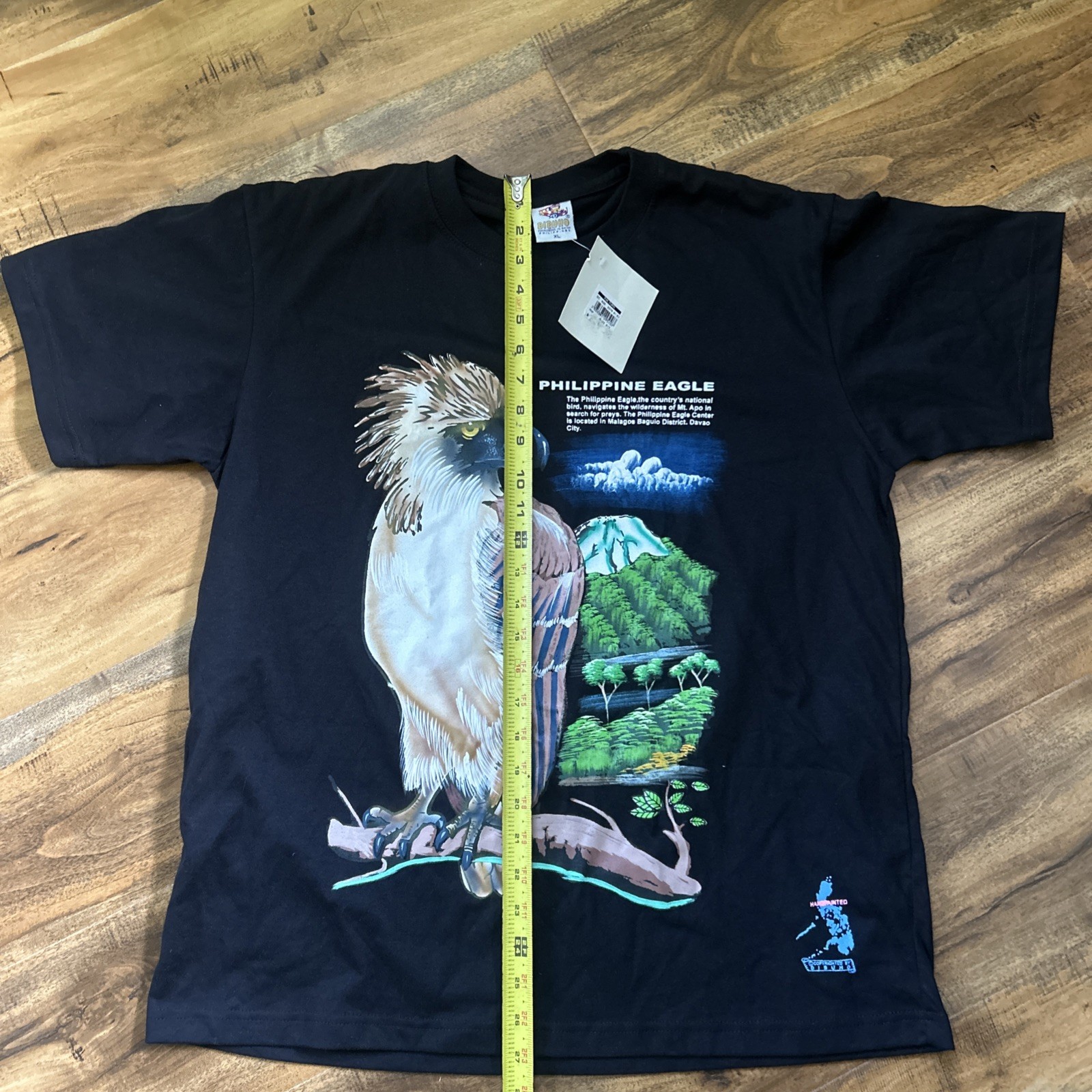 Philippine Eagle Shirt Hand Printed dibuho Short Sleeve T-Shirt Sz XL black gallery