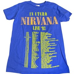 Nirvana “In Utero Live 93” Tour Grunge Graphic Tee, Blue, Unisex Size Medium