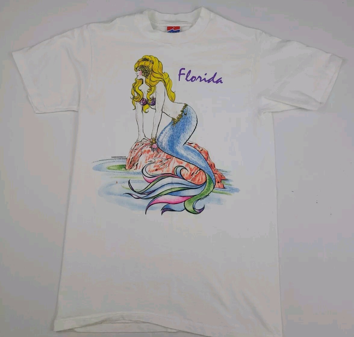 Vintage 1992 Florida Mermaid Art Work Print T Shirt Vtg USA Made Islander 90s gallery