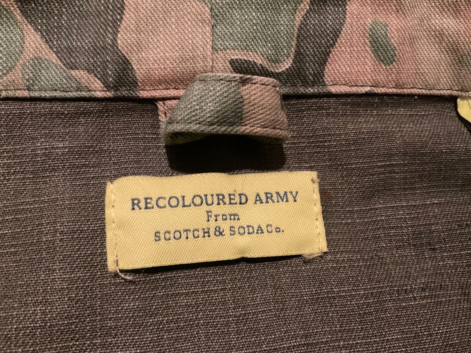 RECOLOURED ARMY SCOTCH & SODA TWILL CAMO BUTTON UP LONG SLEEVE ( MENS L ) AS IS gallery