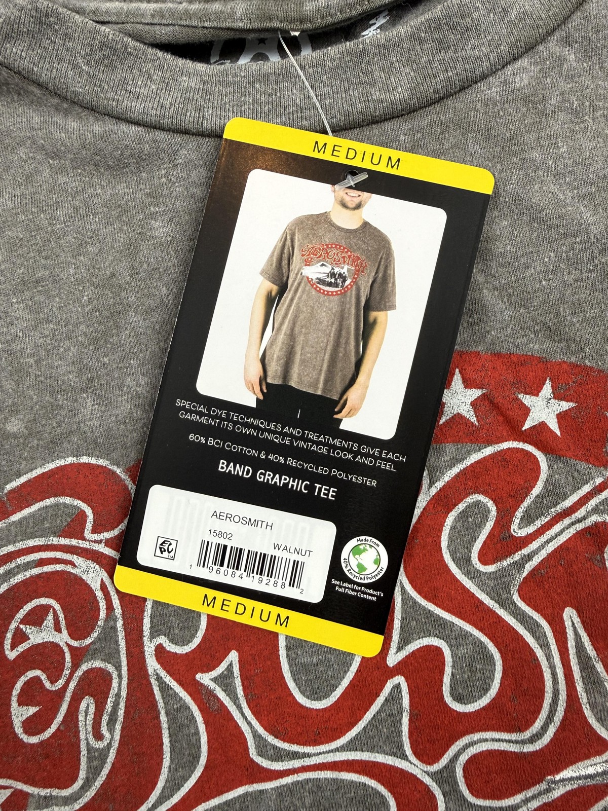Aerosmith Shirt Mens Medium Gray Airplane Graphic Tee Rock Band Tagless Top gallery