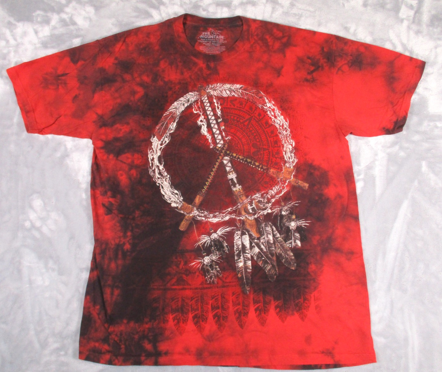 The Mountain Tie Dye Peace Sign Red Dreamcatcher Graphic Y2K T-Shirt Men’s XL