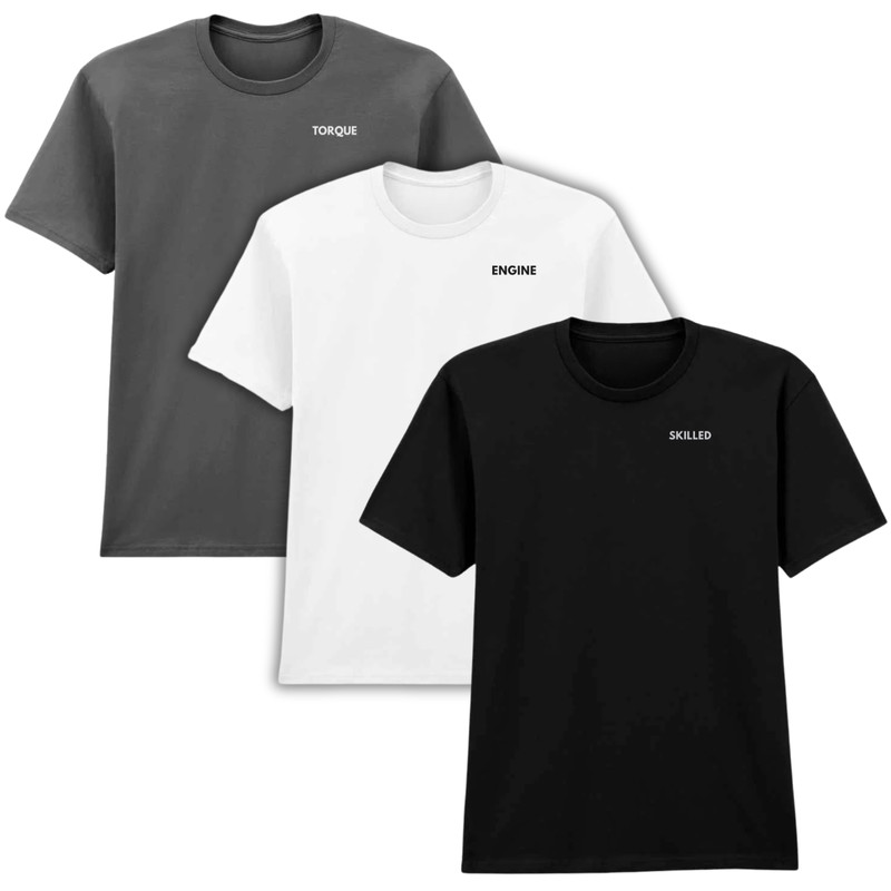 3 Pack Men’s Mechanic Work T-Shirts Cotton Crew Neck Everyday Wear