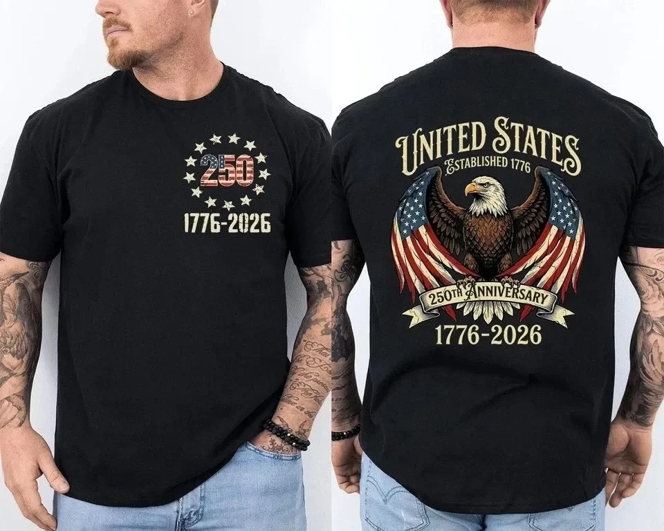 250 Years American Flag Bald Eagle 250th Anniversary USA T-Shirt (S-5XL) gallery