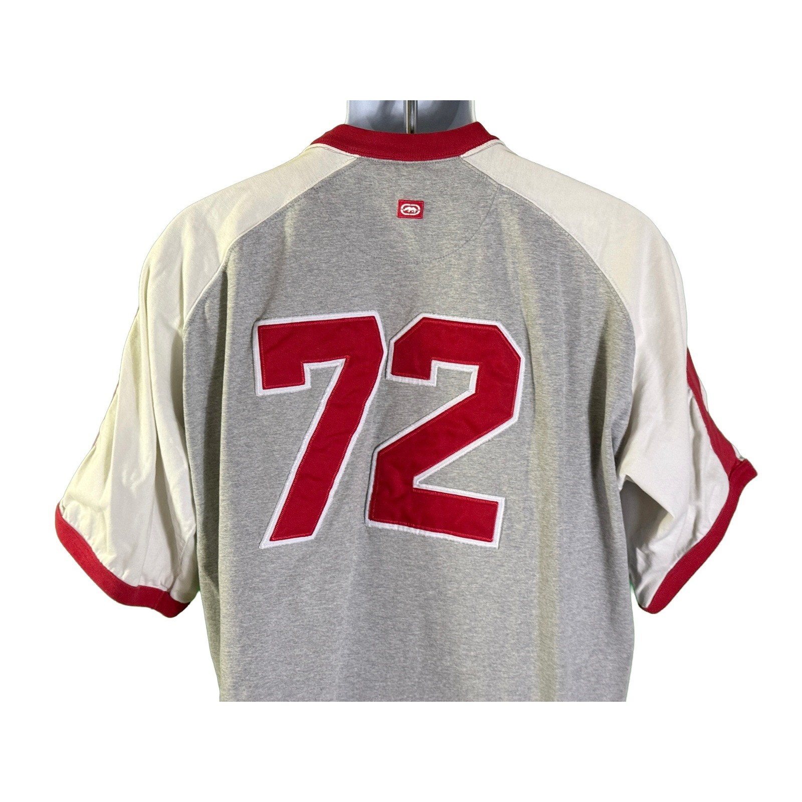 Ecko Unltd Jersey Shirt Mens Medium Gray Red Raglan Embroidered Logo 72 Knit gallery
