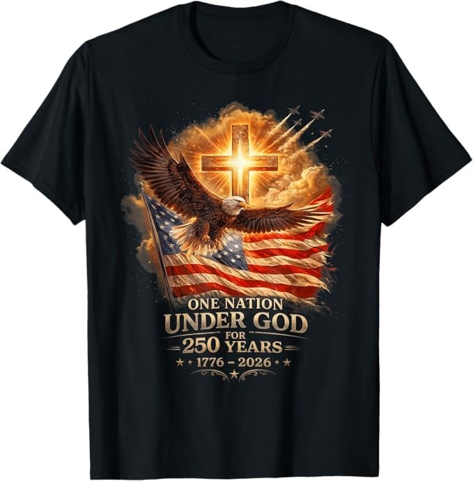 Christian Cross Eagle American Flag Anniversary Men Women T-Shirt