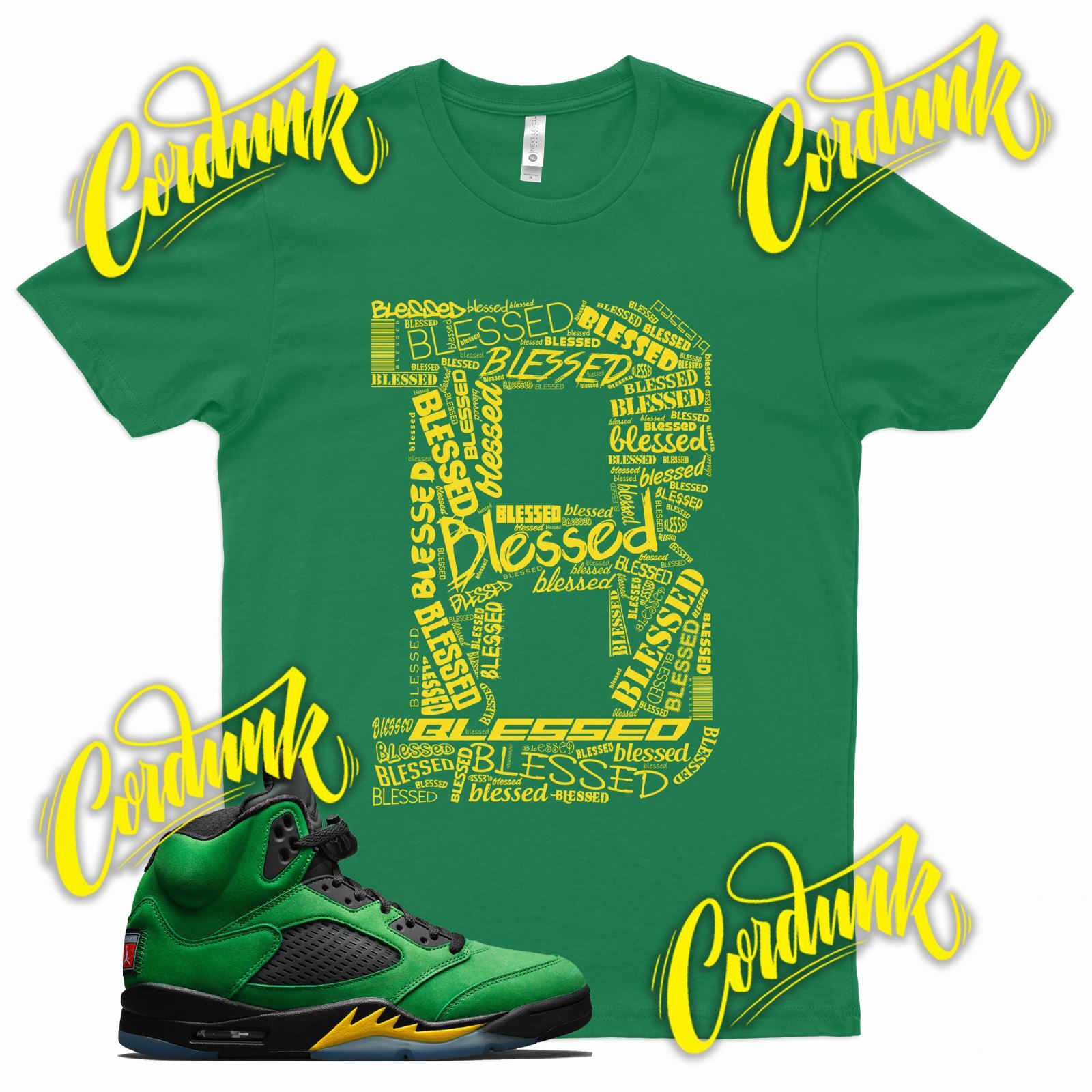 Green BE BLESSED T Shirt for J1 5 Oregon Ducks Apple Green Elevate Yellow gallery