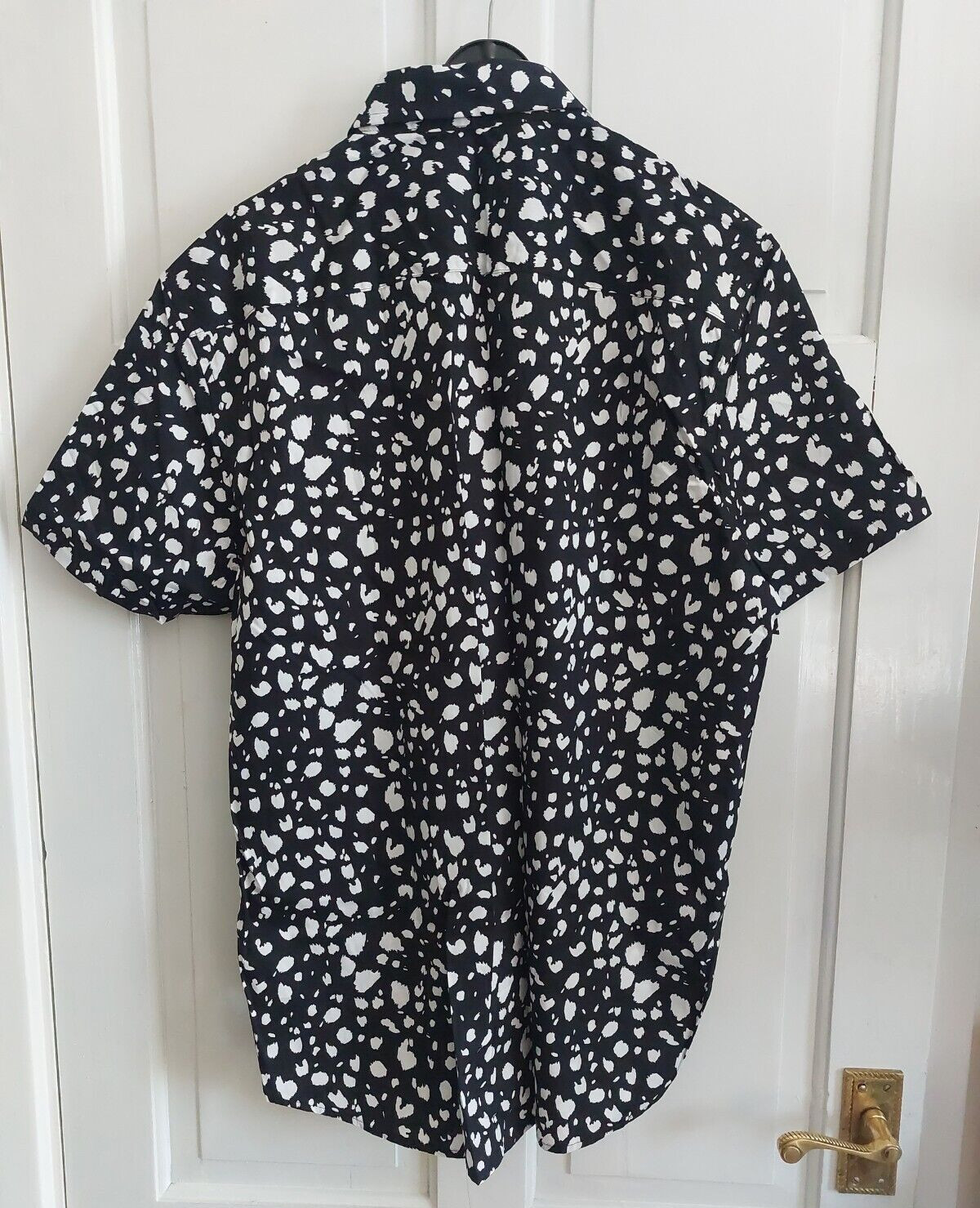 V By Very Mens Cotton Animal Print Party Shirt - Black White Size Uk Large L gallery