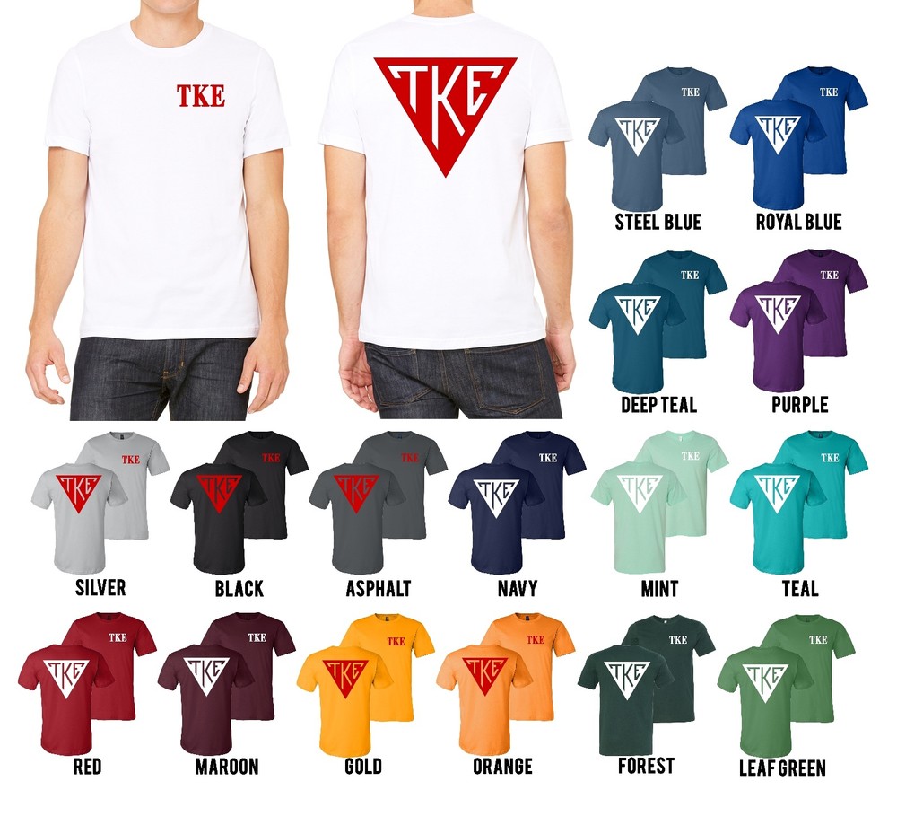 Tau Kappa Epsilon Fraternity Bella+Canvas Shirt TKE Triangle – NEW