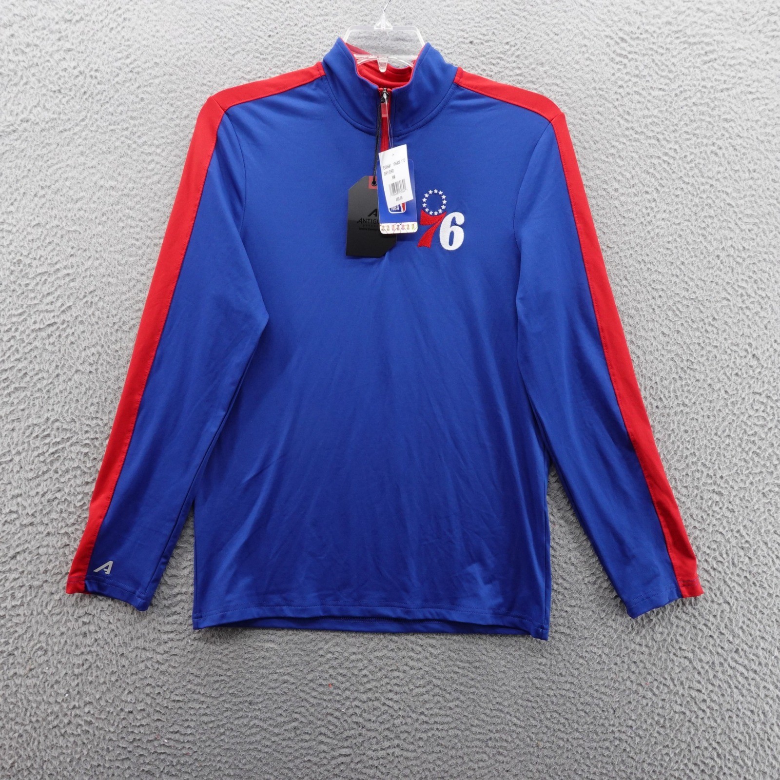 Antigua Philadelphia 76ers 1/4 Zip Mock Neck Shirt Small Blue Men NBA NWT gallery